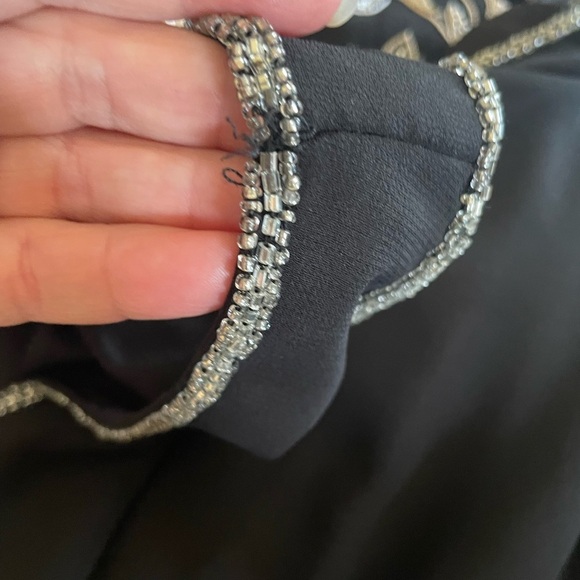 Adrianna Papell Black Blouson Dress Beaded Skirt Sleeveless Size 14 Cocktail - Picture 10 of 10